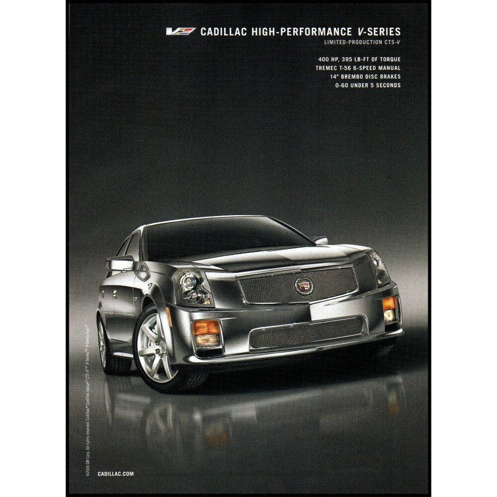2006 Cadillac CTS-V Luxury Sports Sedan Vintage Print Ad Man Cave Wall Art